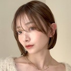 切りっぱなしボブ艶暗髪ベージュシースルーバング