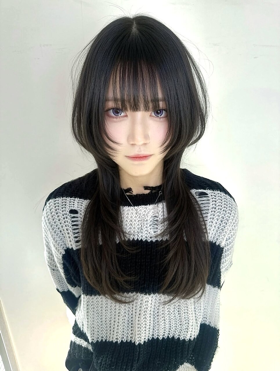 ハッシュカットシャギーウルフレイヤーカットロングウルフカット