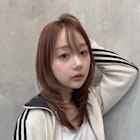 ミディアムレイヤーウォームブラウンバタフライカット渋谷