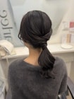 ローポニー ポニーテール 上品 ヘアセット お呼ばれ 結婚式