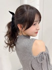 ロング顔周りレイヤーおくれ毛前髪カット_F41315
