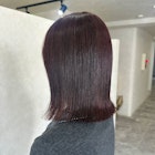 ブリーチなし レッドブラウン ボブ 髪質改善カラー