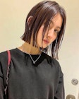 切りっぱなし長め外ハネボブ艶暗髪シースルーバング