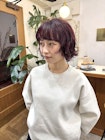 チェリーピンクレッド/ショートボブパーマ/デザインパーマボブ