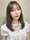韓国風くびれレイヤー×艶感オリーブベージュ
