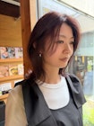 #くびれミディ#顔周りレイヤー#暖色ブラウン#30代#40代