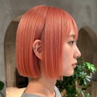 夏カラー!大人ショートボブ×オレンジベージュ/丸顔面長解消