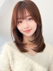 夏カラー！大人レイヤーセミロング/ショコラブラウン/小顔