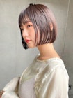 小顔似合わせボブミルクブラウンナチュラルショート