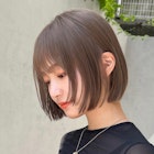 小顔似合わせレイヤーボブミルクブラウンナチュラルショート