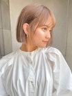小顔似合わせボブミルクブラウンナチュラルショート