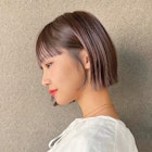 小顔似合わせボブミルクブラウンナチュラルショート