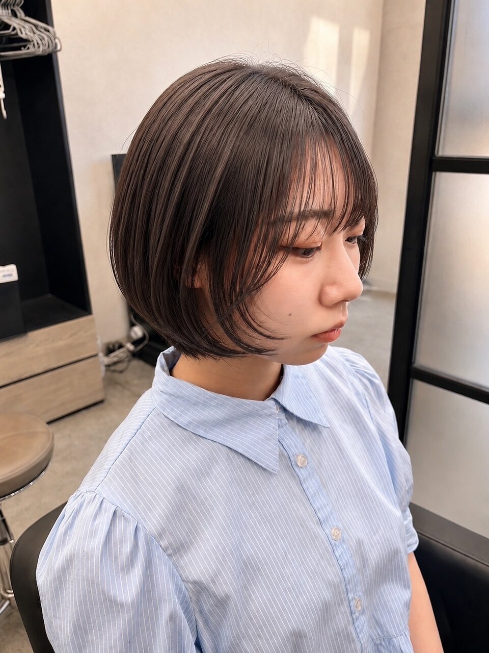 丸みショートボブ×シースルーバング