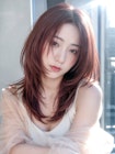 レッドブラウンレイヤーセミロング_F1683