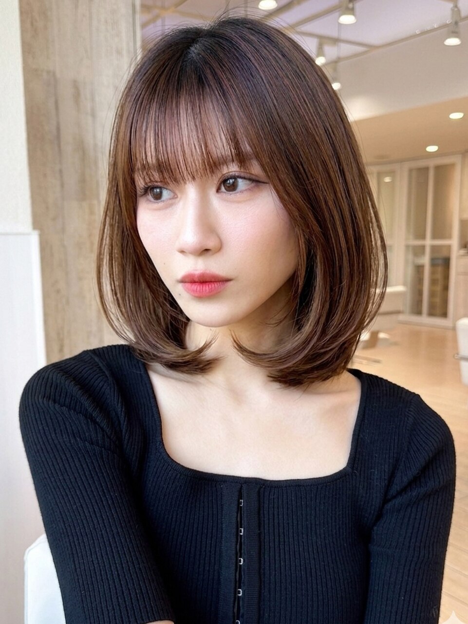 ゆるふわボブシースルー×顔周りカットで叶う大人可愛い小顔ヘア