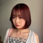ボルドーカラー丸みボブ