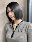 韓国ボブ×艶感ブラックカラー｜切りっぱなしボブ s727