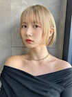 韓国ボブ×ミルクティーベージュ切りっぱなしストレートボブs727