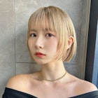 韓国ボブ×ミルクティーベージュ切りっぱなしストレートボブs727